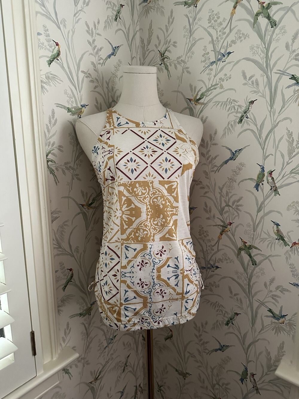 PRANA Women's Tank Top Sleeveless Top. Floral Yellow White. Size Women's XS
